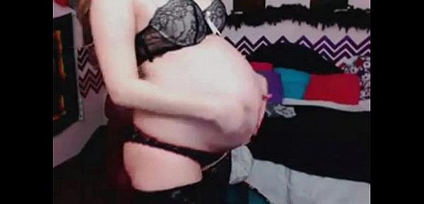  Sexy pregnant babe teasing on webcam